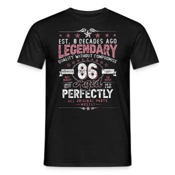 Vintage 86 Aged Perfectly Women on 86th Birthday - Men's T-Shirt - black - Front - AI Model Male 178 light (178cm)