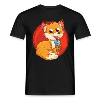 Fuchs mit Bubbel Tee Bubbeltea Fuchs Kinder - Männer T-Shirt - Schwarz - Vorne - AI Model Male 178 light (178cm)