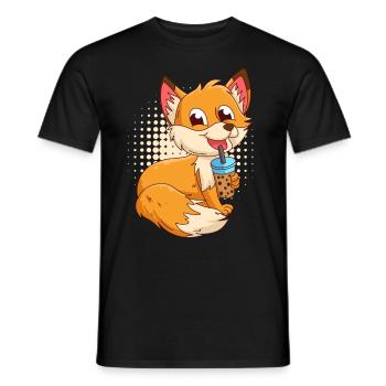 Fuchs mit Bubbel Tee Bubbeltea Fuchs Kinder - Männer T-Shirt - Schwarz - Vorne - AI Model Male 178 light (178cm)
