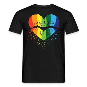 Regenbogen LGBT Schwul Lesbisch T-Shirt - Männer T-Shirt - Schwarz - Vorne - AI Model Male 178 light (178cm)
