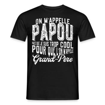 Papou Fete Des Grand Pères Papy - T-shirt homme - noir - Devant - AI Model Male 178 light (178cm)
