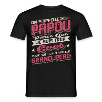 Papou Fete Des Grand Pères Papy - T-shirt homme - noir - Devant - AI Model Male 178 light (178cm)