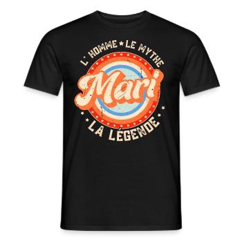 Mari L'Homme Le Mythe La Légende - T-shirt homme - noir - Devant - AI Model Male 178 light (178cm)