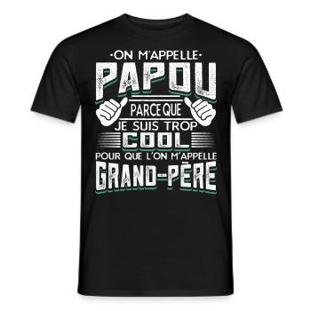 Papou Fete Des Grand Pères Papy - T-shirt homme - noir - Devant - AI Model Male 178 light (178cm)