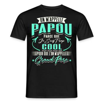 Papou Fete Des Grand Pères Papy - T-shirt homme - noir - Devant - AI Model Male 178 light (178cm)