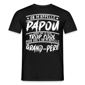 Papou Fete Des Grand Pères Papy - T-shirt homme - noir - Devant - AI Model Male 178 light (178cm)