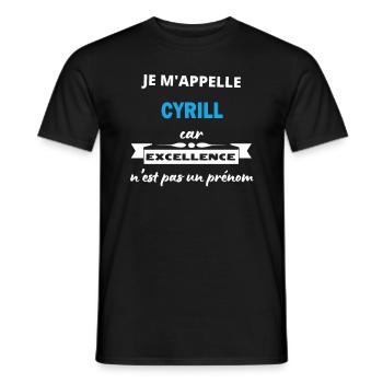 Je m'appelle excellence Cyrill - T-shirt homme - noir - Devant - AI Model Male 178 light (178cm)