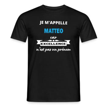 Je m'appelle excellence Matteo - T-shirt homme - noir - Devant - AI Model Male 178 light (178cm)