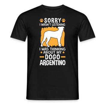 J’ai pensé à mon Dogo Argentino - T-shirt homme - noir - Devant - AI Model Male 178 light (178cm)