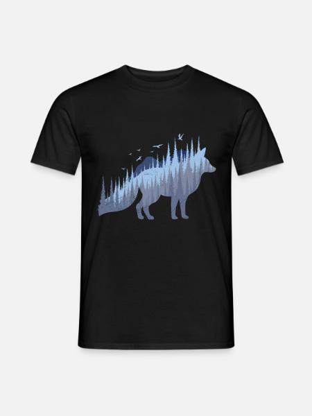 Fuchssilhouette Fuchs Wald Jäger - Männer T-Shirt - Schwarz