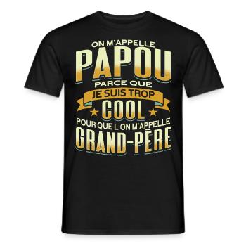 Papou Fete Des Grand Pères Papy - T-shirt homme - noir - Devant - AI Model Male 178 light (178cm)