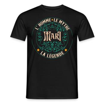 Mari L'Homme Le Mythe La Légende - T-shirt homme - noir - Devant - AI Model Male 178 light (178cm)