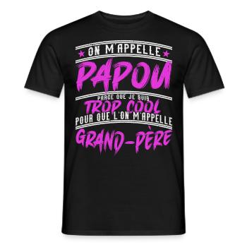 Papou Fete Des Grand Pères Papy - T-shirt homme - noir - Devant - AI Model Male 178 light (178cm)