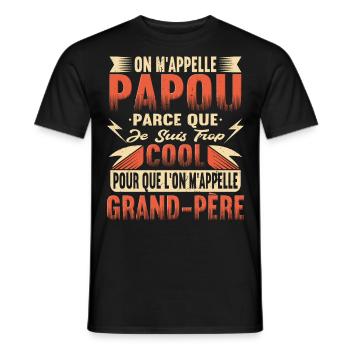 Papou Fete Des Grand Pères Papy - T-shirt homme - noir - Devant - AI Model Male 178 light (178cm)