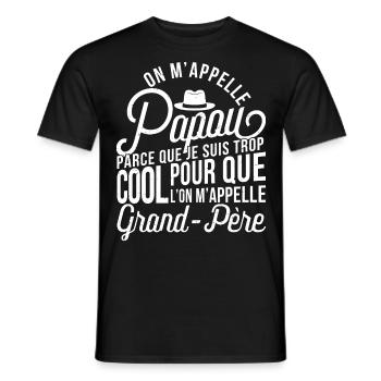 Papou Fete Des Grand Pères Papy - T-shirt homme - noir - Devant - AI Model Male 178 light (178cm)