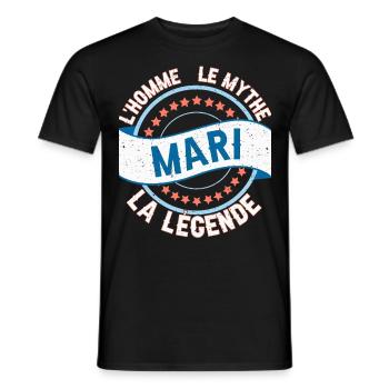 Mari L'Homme Le Mythe La Légende - T-shirt homme - noir - Devant - AI Model Male 178 light (178cm)