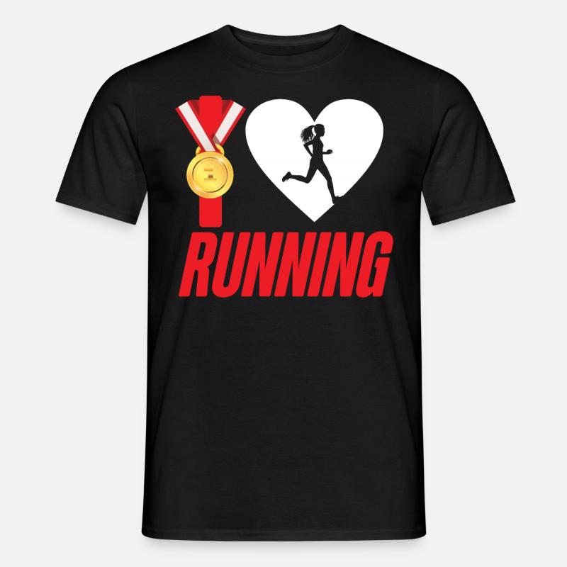 Running Runner Half Marathon Heart - Männer T-Shirt - Schwarz