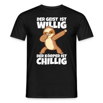 Dabbendes Faultier Spruch für Faulenzer - Männer T-Shirt - Schwarz - Vorne - AI Model Male 178 light (178cm)