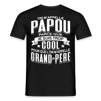 Papou Fete Des Grand Pères Papy - T-shirt homme - noir - Devant - AI Model Male 178 light (178cm)
