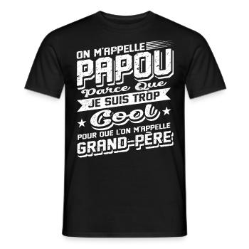 Papou Fete Des Grand Pères Papy - T-shirt homme - noir - Devant - AI Model Male 178 light (178cm)