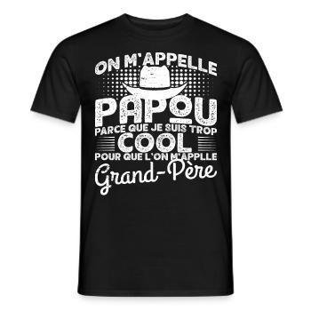 Papou Fete Des Grand Pères Papy - T-shirt homme - noir - Devant - AI Model Male 178 light (178cm)