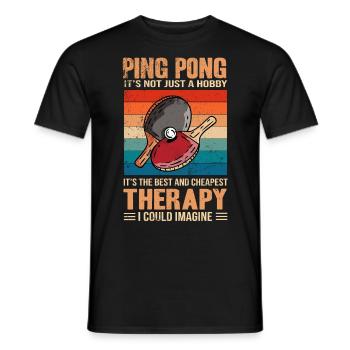 Ping Pong - La meilleure et la moins chère thérapie rétro - T-shirt homme - noir - Devant - AI Model Male 178 light (178cm)