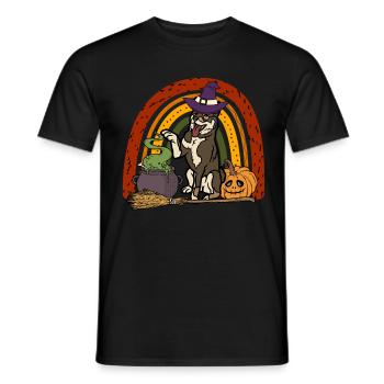 Cute Shikoku Ken Halloween Dog - Men's T-Shirt - black - Front - AI Model Male 178 light (178cm)