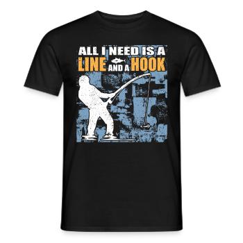 Ligne de pêcheur à la ligne et pêche à l’hameçon Pêche de pêcheur - T-shirt homme - noir - Devant - AI Model Male 178 light (178cm)