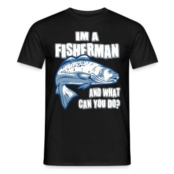Pêcher chez un pêcheur et que pouvez-vous faire - T-shirt homme - noir - Devant - AI Model Male 178 light (178cm)