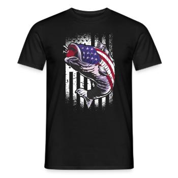 Pêcheur USA Flag Pêche Pêche Pêcheur - T-shirt homme - noir - Devant - AI Model Male 178 light (178cm)
