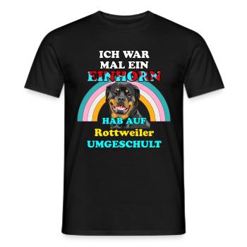 Rottweiler Hund war Einhorn Hundefreunde Hunde - Männer T-Shirt - Schwarz - Vorne - AI Model Male 178 light (178cm)