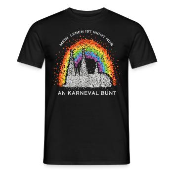 Kölner Dom Karneval 5. Jahreszeit Regenbogenfahne - Männer T-Shirt - Schwarz - Vorne - AI Model Male 178 light (178cm)