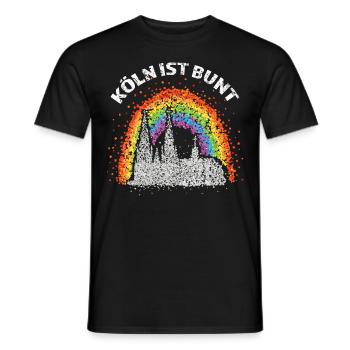Kölner Dom Regenbogenfahne Transgender Homosexuell - Männer T-Shirt - Schwarz - Vorne - AI Model Male 178 light (178cm)