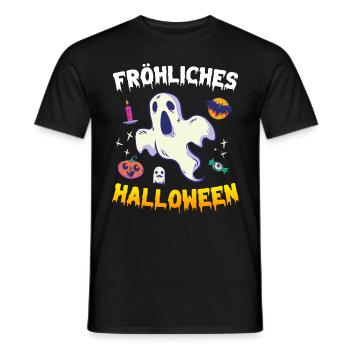 Happy Halloween Geist - Männer T-Shirt - Schwarz - Vorne - AI Model Male 178 light (178cm)