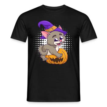 Pumpkin Halloween Witch - Men's T-Shirt - black - Front - AI Model Male 178 light (178cm)