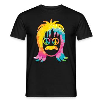 70s Seventies 1970s Party Outfit Peace 60s - Men's T-Shirt - black - Front - AI Model Male 178 light (178cm)