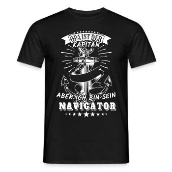 Opa ist der Kapitän, aber ich bin sein Navigator - Männer T-Shirt - Schwarz - Vorne - AI Model Male 178 light (178cm)