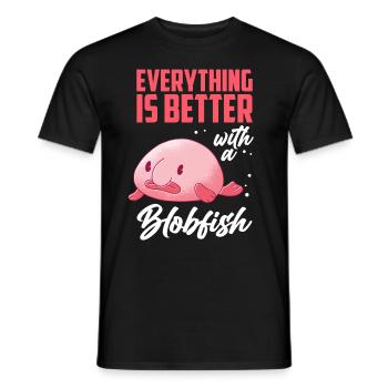 Blobfish everything is better funny blobfish - Men's T-Shirt - black - Front - AI Model Male 178 light (178cm)