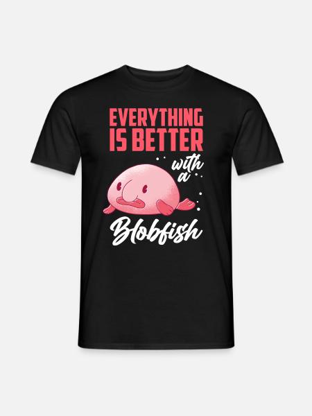 Blobfisch alles ist besser lustiger Blobfisch - Männer T-Shirt - Schwarz