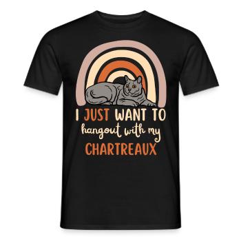 Cute Carthusian cat - Men's T-Shirt - black - Front - AI Model Male 178 light (178cm)