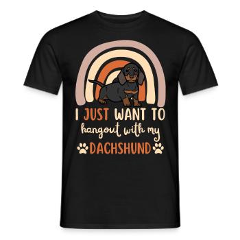 Cute Dachshund Puppy Kawaii - Men's T-Shirt - black - Front - AI Model Male 178 light (178cm)