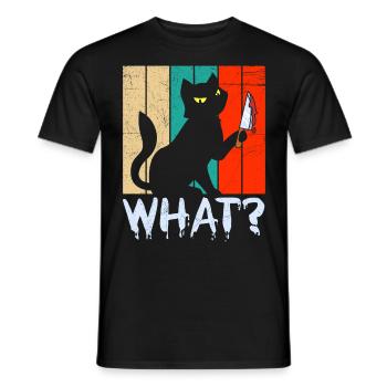 Creepy Killer Halloween Cat - Men's T-Shirt - black - Front - AI Model Male 178 light (178cm)