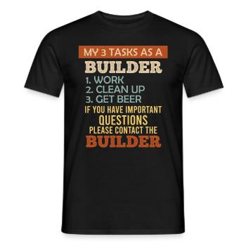 3 Tâches en tant que constructeur de sa propre maison - T-shirt homme - noir - Devant - AI Model Male 178 light (178cm)