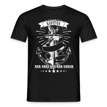 Kapitän - Der Chef auf der Couch - Männer T-Shirt - Schwarz - Vorne - AI Model Male 178 light (178cm)