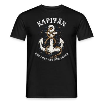 Kapitän - Der Chef auf der Couch - Männer T-Shirt - Schwarz - Vorne - AI Model Male 178 light (178cm)
