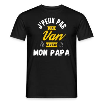 j peux pas j ai van avec mon papa - T-shirt homme - noir - Devant - AI Model Male 178 light (178cm)