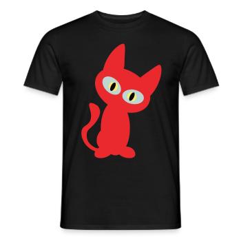 Coole rote Katze - Katzen Design - Männer T-Shirt - Schwarz - Vorne - AI Model Male 178 light (178cm)