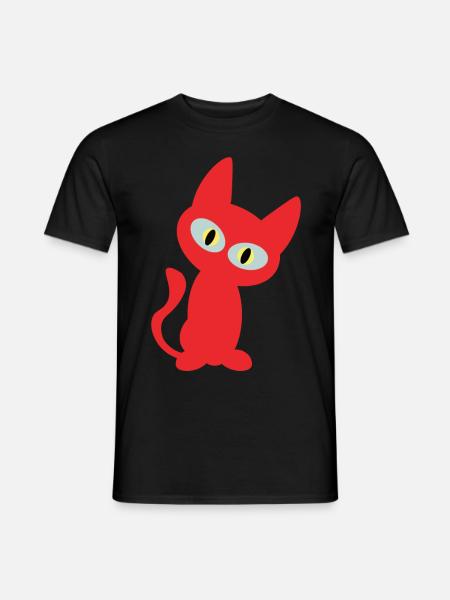 Coole rote Katze - Katzen Design - Männer T-Shirt - Schwarz