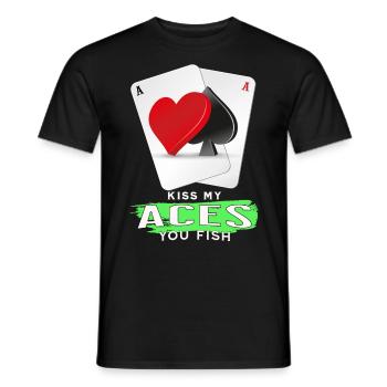 Kiss Aces Poker Fish - Männer T-Shirt - Schwarz - Vorne - AI Model Male 178 light (178cm)