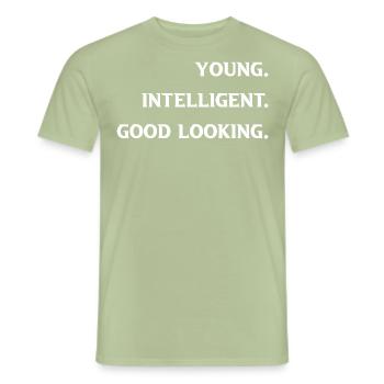 young intelligent good looking - Men's T-Shirt - sage - Front - AI Model Male 178 light (178cm)